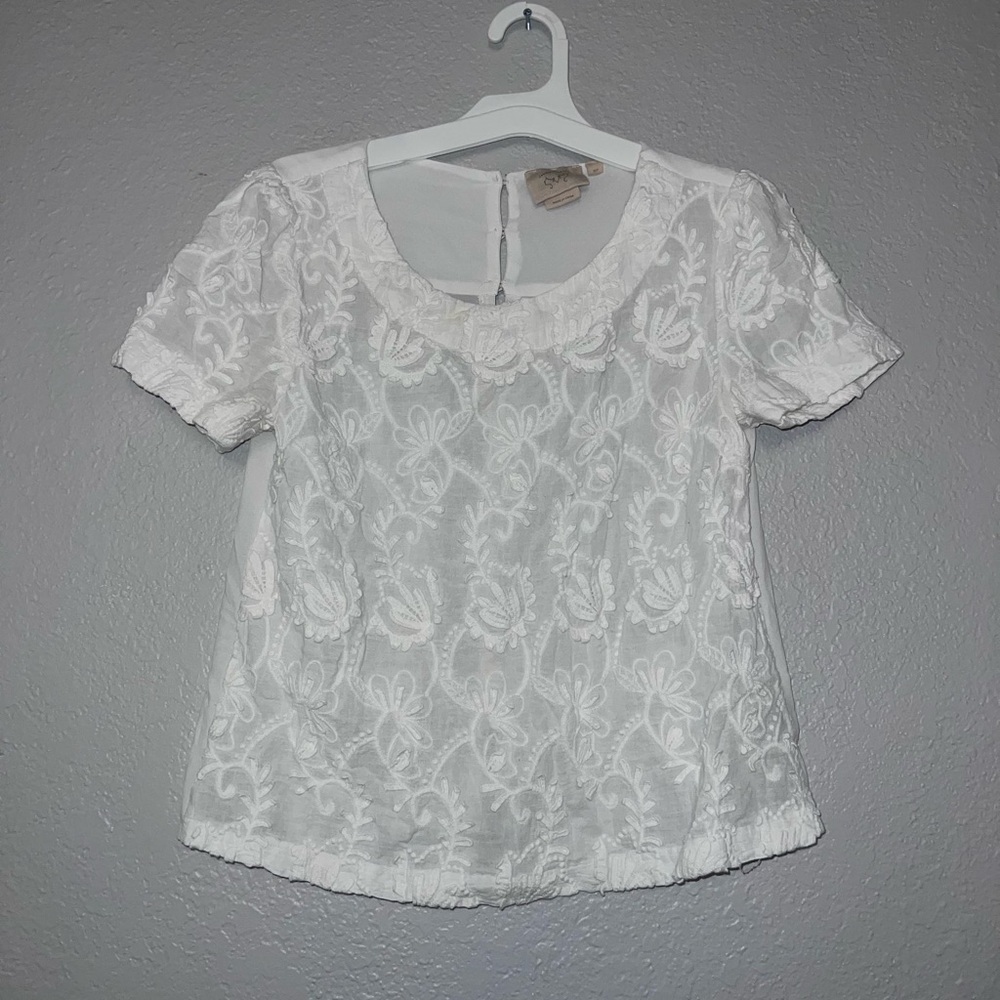 Anthropologie Vanessa Virginia Women White Floral Top